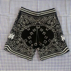 Amiri Bandana Knit Embroidery MA Black Shorts Size L